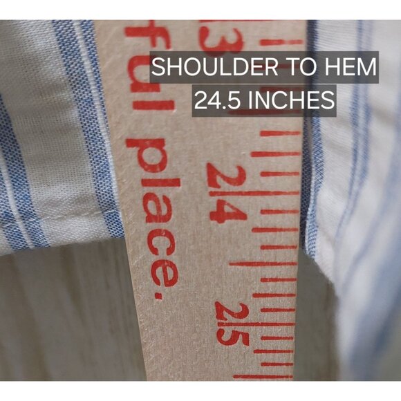 NWT Voy Womens Blue Floral & Stripe Embroidered V-Neck Blouse~Boho~SMALL - Picture 5 of 7